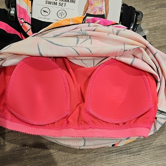 ZeroXposur Women's Tropical Print Swim Dress - Pink, Yellow, Black - Picture 8 of 12